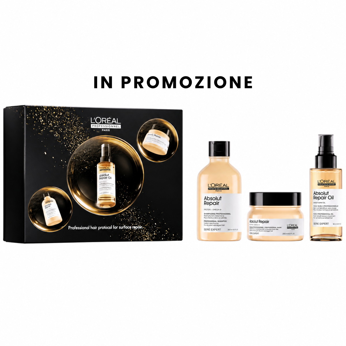 L'oreal Professionnel serie expert absolut repair coffret natale 2026 shampoo 300ml maschera 250 ml olio 90ml